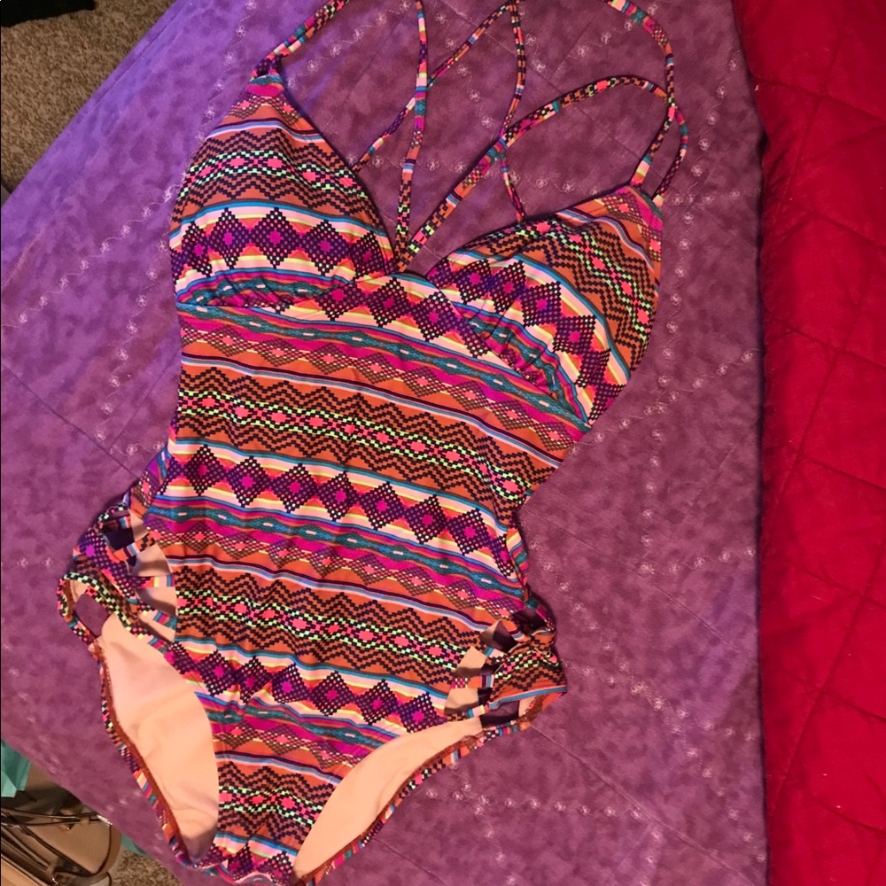 One piece open back swim suit